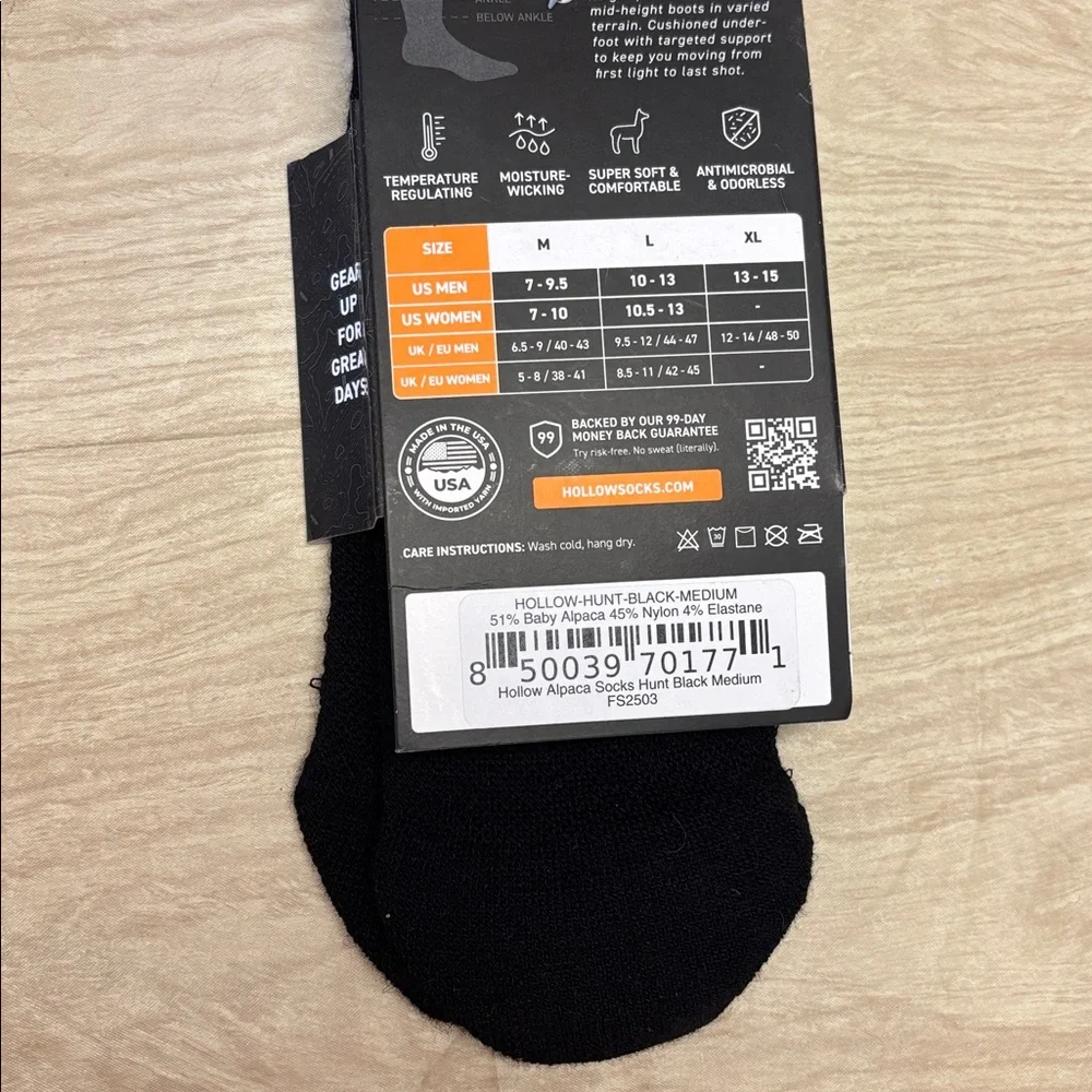 HOLLOW HUNT SOCKS, BLACK - MULTIPLE AVAILABLE